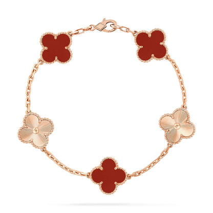 [TOPON]CLOVER  5 MOTIFS CARNELIAN GOLD BRACELET