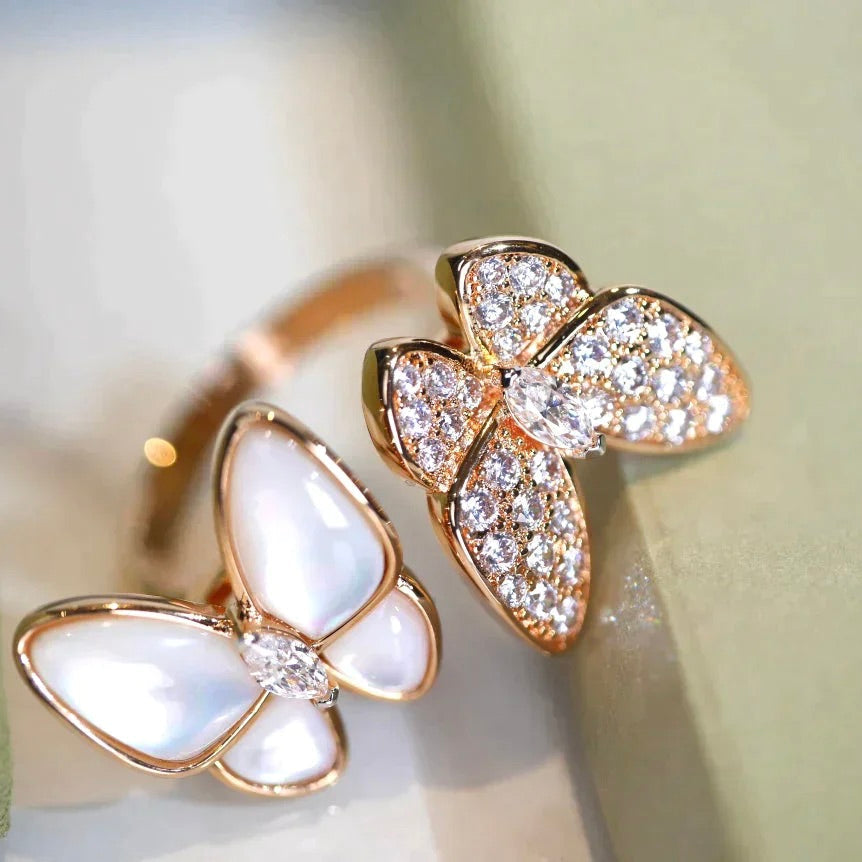 [TOPON]TWIN BUTTERFLY DIAMOND MOP RING