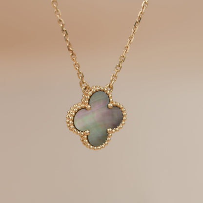 [TOPON]CLOVER 15MM  GRAY MOTHER OF PEARL NECKLACE