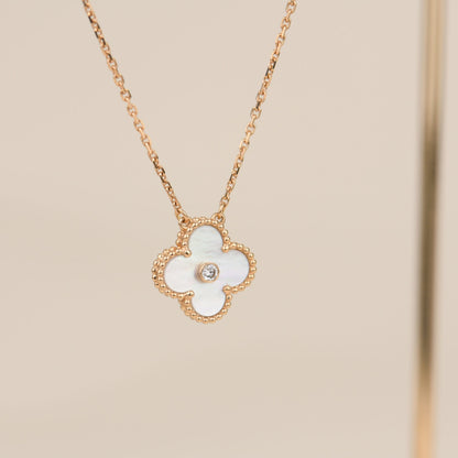 [TOPON]CLOVER 15MM DIAMOND WHITE FRITILLARIA NECKLACE