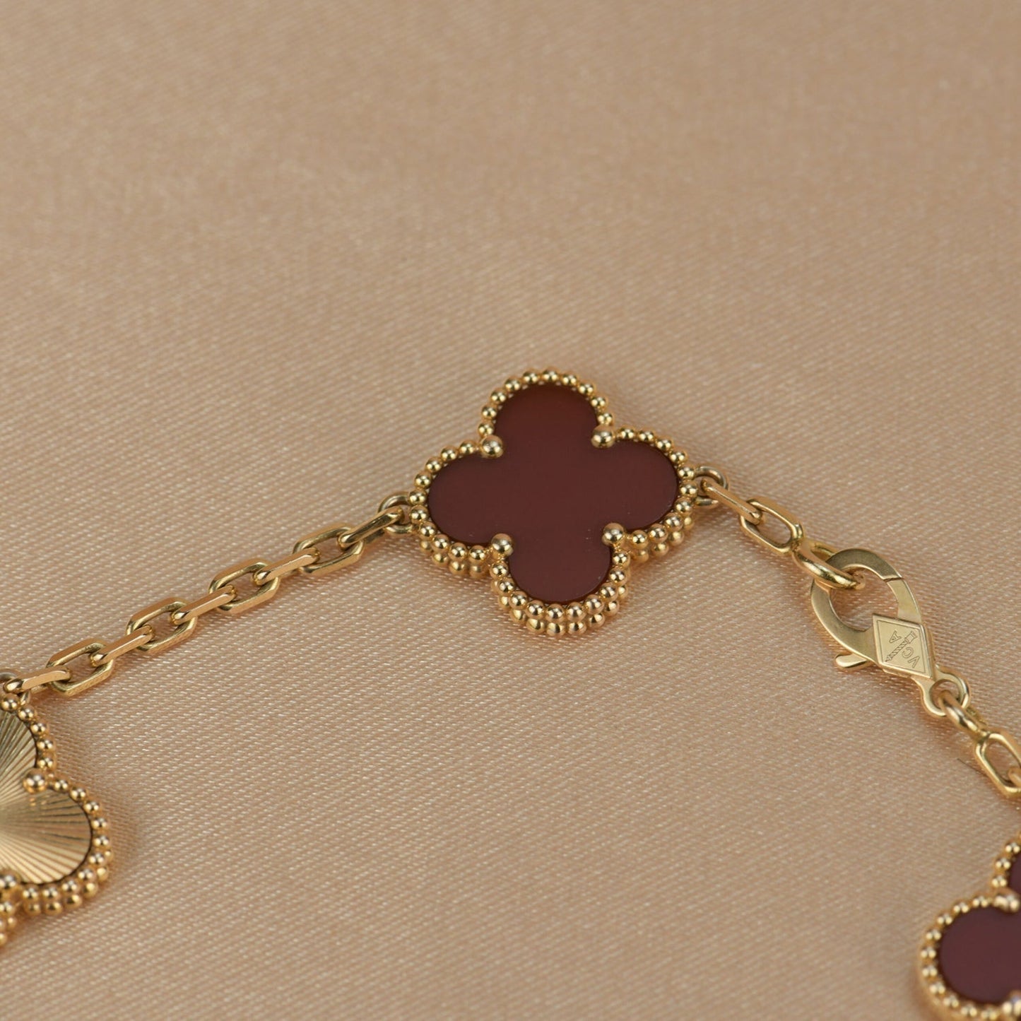 [TOPON]CLOVER  5 MOTIFS CARNELIAN GOLD BRACELET