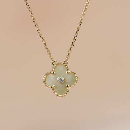 [TOPON]CLOVER 15MM DIAMOND GOLD MOTHER OF PEARL NECKLACE