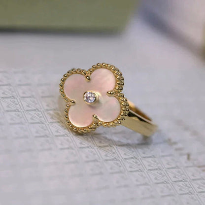 [TOPON]CLOVER PINK MOP RING GOLD DIAMOND