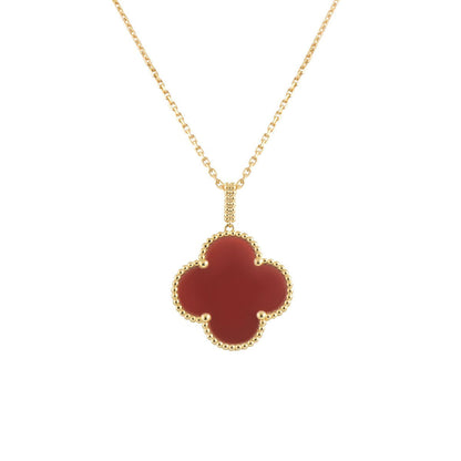 [TOPON]CLOVER 25MM NECKLACE GOLD CARNELIAN