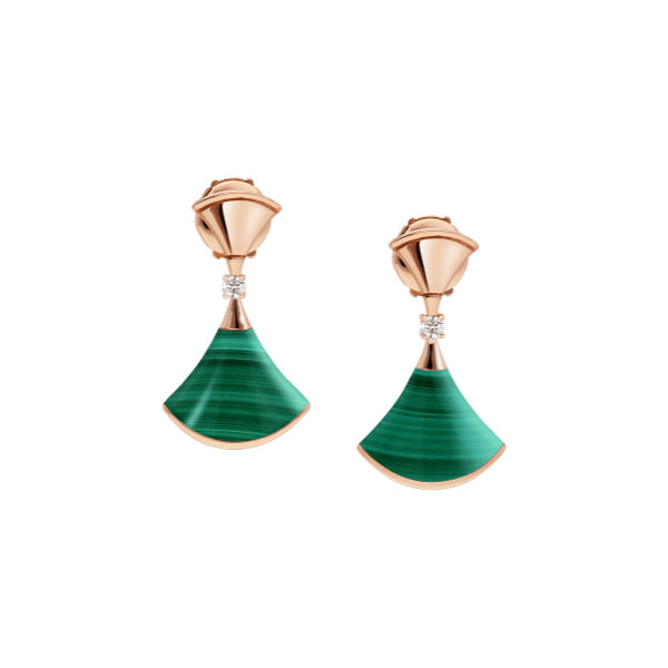 [TOPON]DREAM MALACHITE PINK GOLD EARRINGS