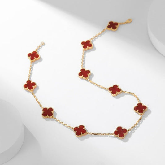 [TOPON]CLOVER 10 MOTIFS CARNELIAN NECKLACE