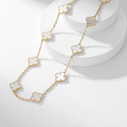 [TOPON]CLOVER 10 MOTIFS WHITE MOTHER OF PEARL NECKLACE