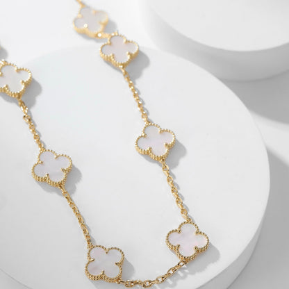 [TOPON]CLOVER 10 MOTIFS WHITE MOTHER OF PEARL NECKLACE