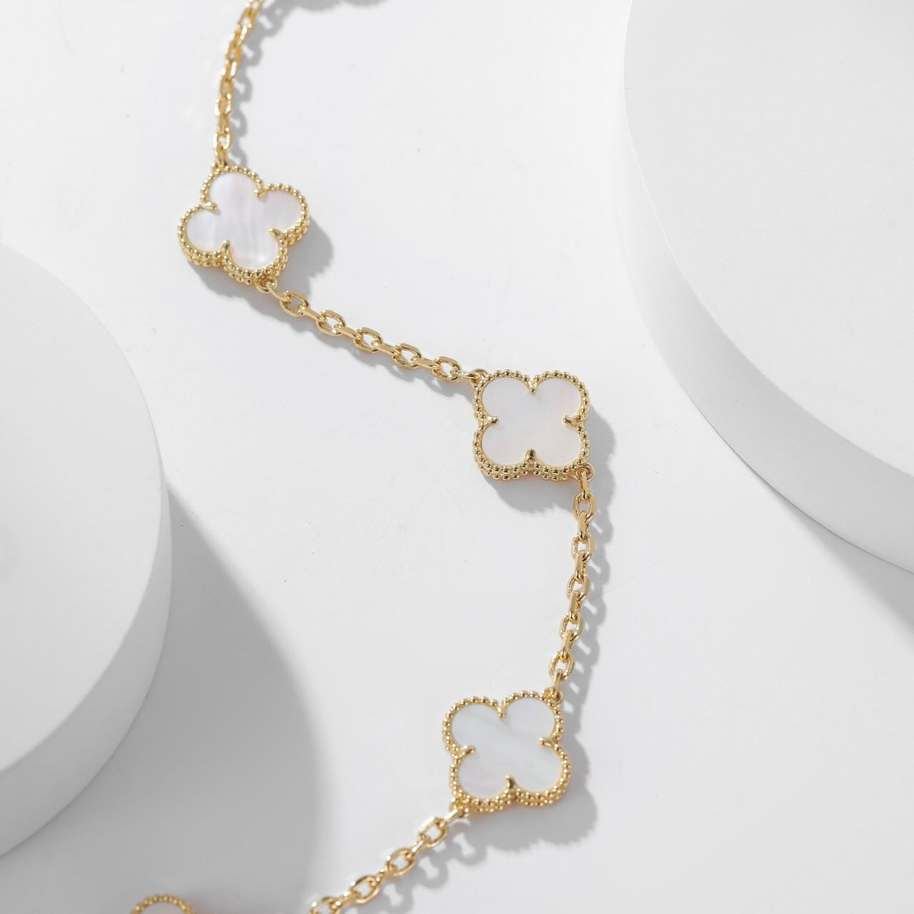 [TOPON]CLOVER 10 MOTIFS WHITE MOTHER OF PEARL NECKLACE