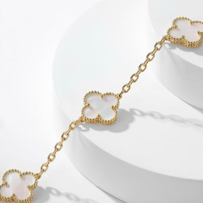 [TOPON]CLOVER 10 MOTIFS WHITE MOTHER OF PEARL NECKLACE