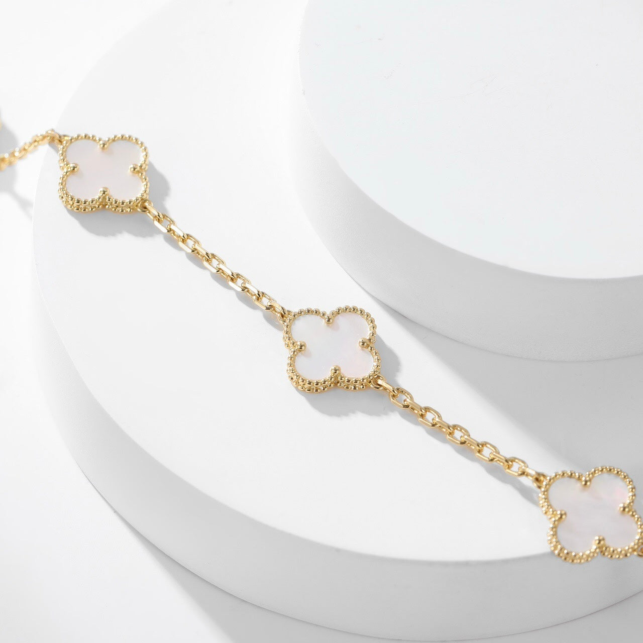 [TOPON]CLOVER 10 MOTIFS WHITE MOTHER OF PEARL NECKLACE