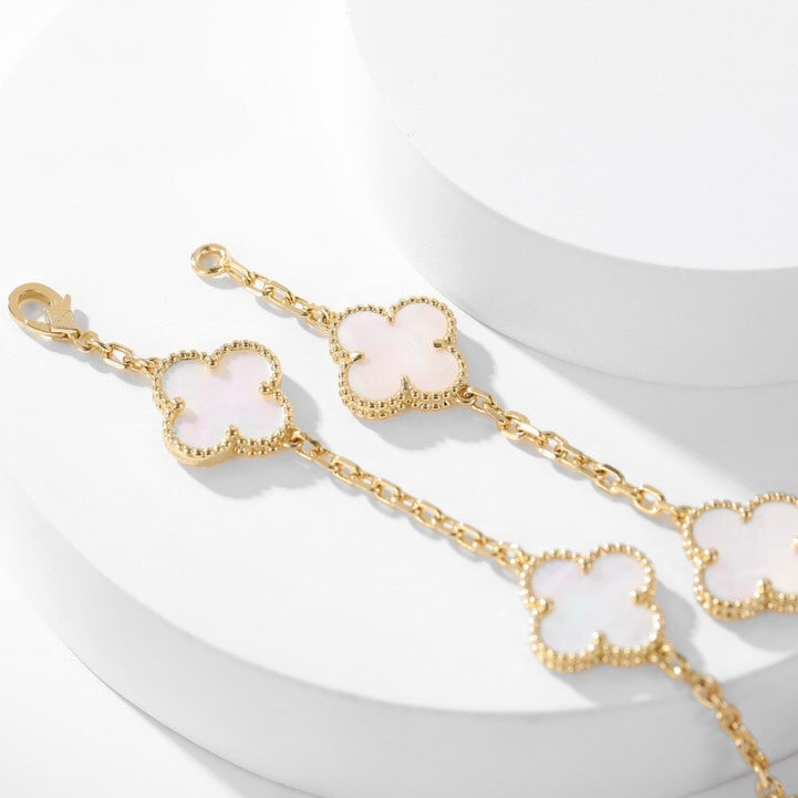 [TOPON]CLOVER 10 MOTIFS WHITE MOTHER OF PEARL NECKLACE