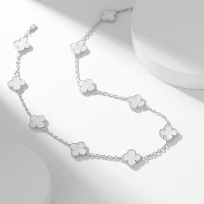 [TOPON]CLOVER 10 MOTIFS WHITE MOTHER OF PEARL NECKLACE