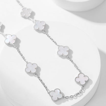 [TOPON]CLOVER 10 MOTIFS WHITE MOTHER OF PEARL NECKLACE