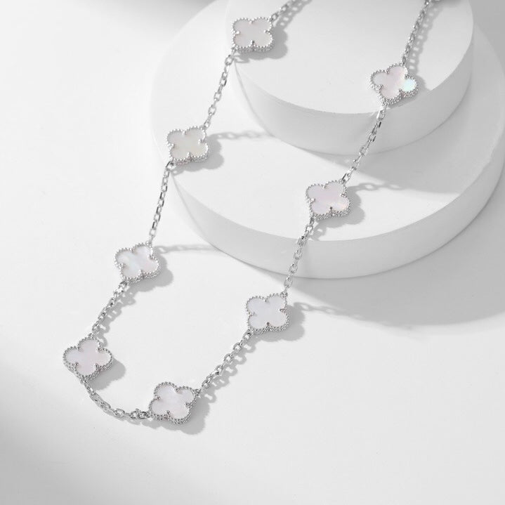 [TOPON]CLOVER 10 MOTIFS WHITE MOTHER OF PEARL NECKLACE