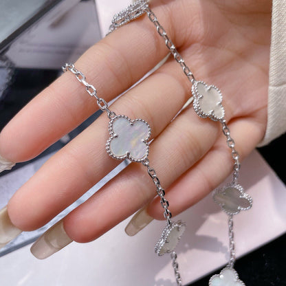 [TOPON]CLOVER 10 MOTIFS WHITE MOTHER OF PEARL NECKLACE