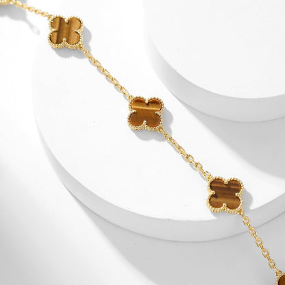 [TOPON]CLOVER 10 MOTIFS TIGER EYE NECKLACE