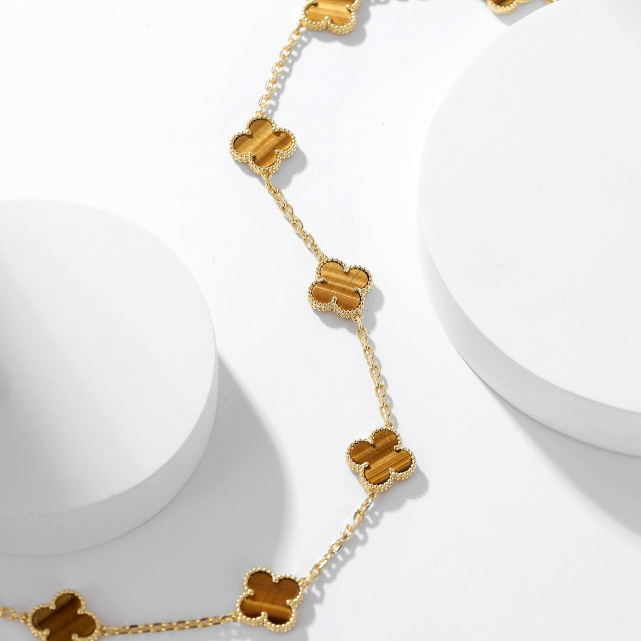 [TOPON]CLOVER 10 MOTIFS TIGER EYE NECKLACE