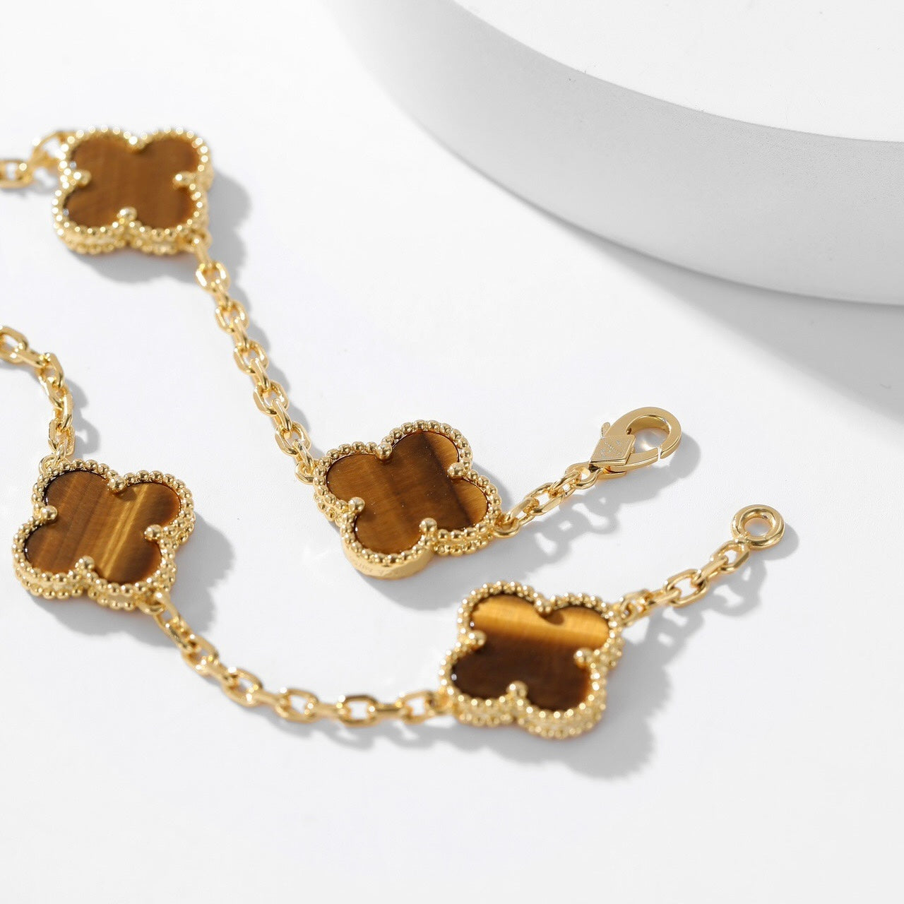 [TOPON]CLOVER 10 MOTIFS TIGER EYE NECKLACE