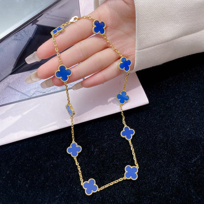 [TOPON]CLOVER 10 MOTIFS BLUE AGATE NECKLACE