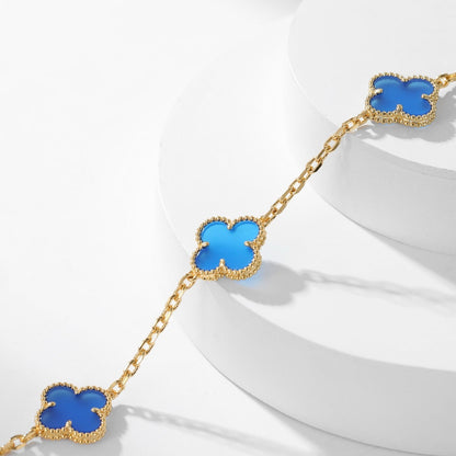 [TOPON]CLOVER 10 MOTIFS BLUE AGATE NECKLACE