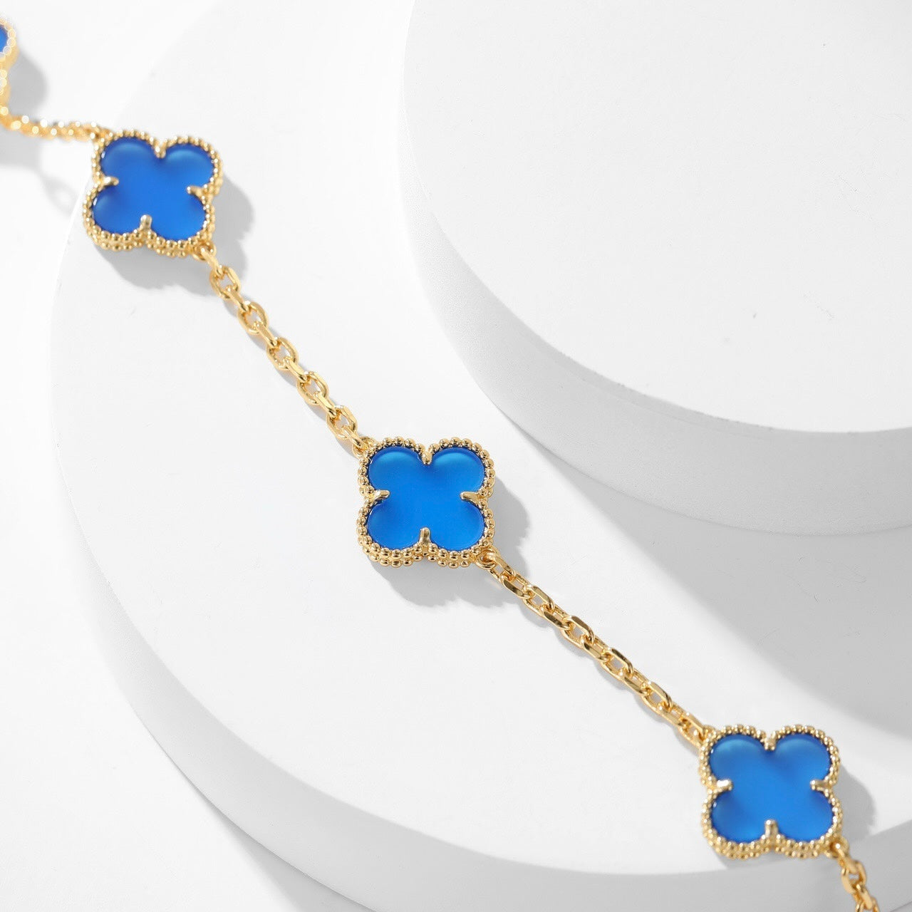 [TOPON]CLOVER 10 MOTIFS BLUE AGATE NECKLACE