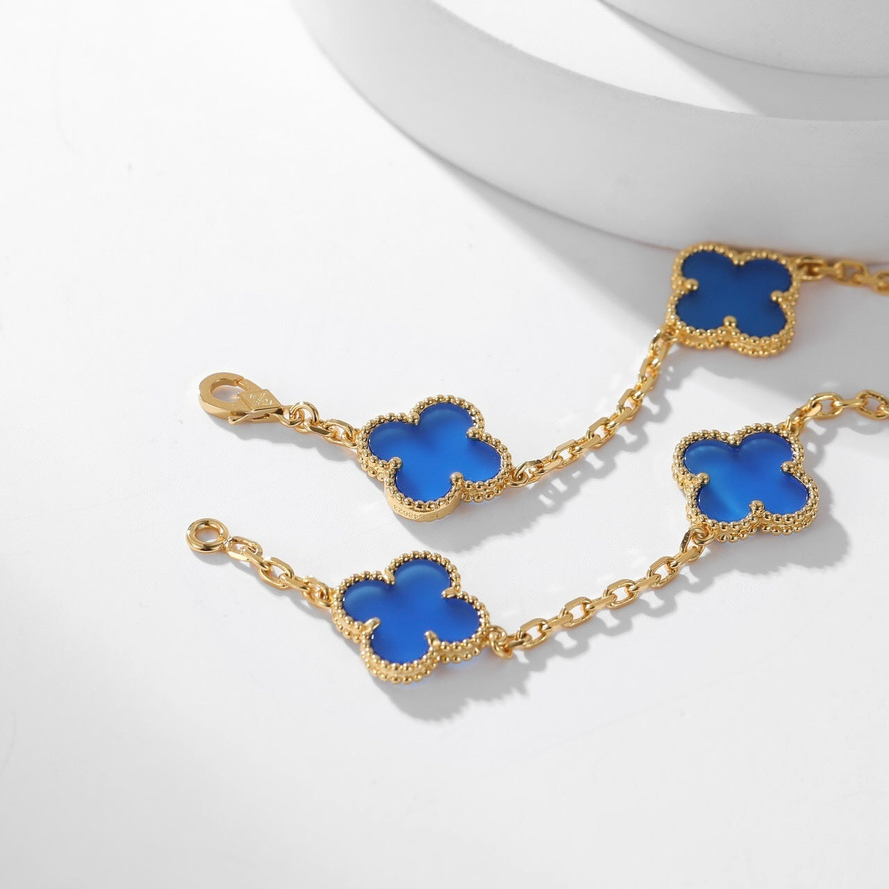 [TOPON]CLOVER 10 MOTIFS BLUE AGATE NECKLACE