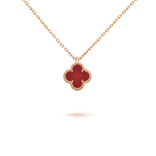 [TOPON]CLOVER MINI 9.5MM WHITE CARNELIANS NECKLACE