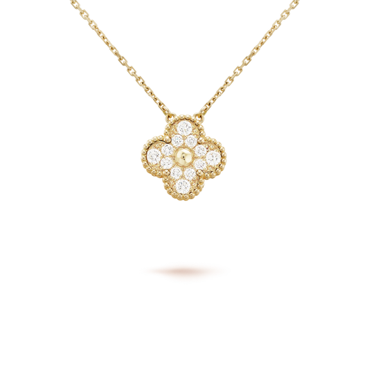 [TOPON]CLOVER 15MM DIAMOND SINGLE FLOWER NECKLACE