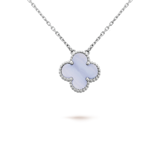 [TOPON]CLOVER 15MM BLUE CHALCEDONY NECKLACE SILVER