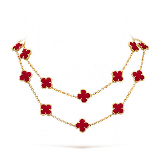 [TOPON]CLOVER 20 MOTIFS CARNELIAN NECKLACE