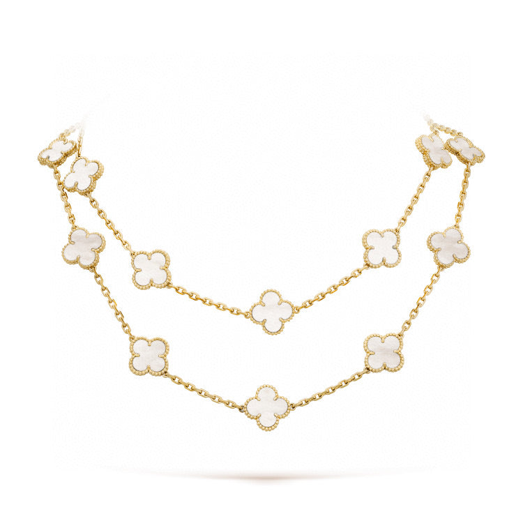 [TOPON]CLOVER 20 MOTIFS WHITE MOP NECKLACE