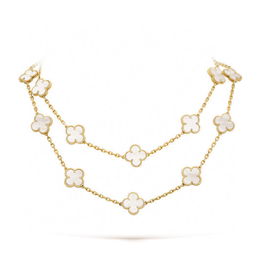 [TOPON]CLOVER 20 MOTIFS WHITE MOP NECKLACE