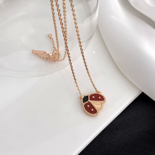 [TOPON]LUCKY  CARNELIANS LADYBUG NECKLACE