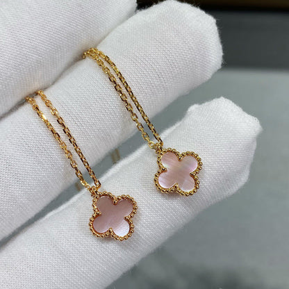 [TOPON]CLOVER 15MM PINK MOTHER-OF-PEARL SINGLE FLOWER NECKLACE