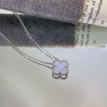 [TOPON]CLOVER 15MM BLUE CHALCEDONY NECKLACE SILVER