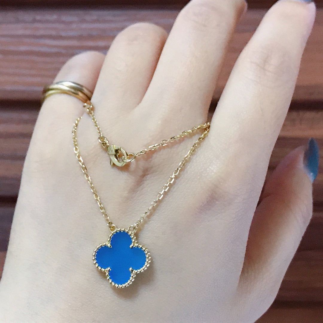 [TOPON]CLOVER 15MM BLUE AGATE NECKLACE