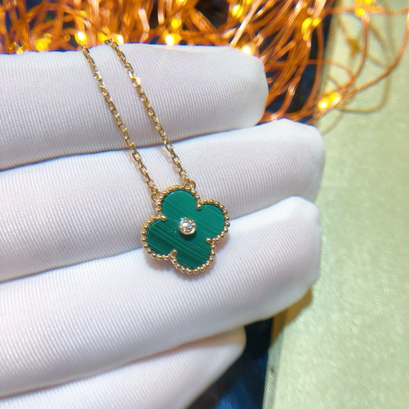 [TOPON]CLOVER 15MM DIAMOND TURQUOISE NECKLACE