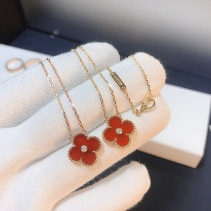 [TOPON]CLOVER 15MM DIAMOND CARNELIAN NECKLACE