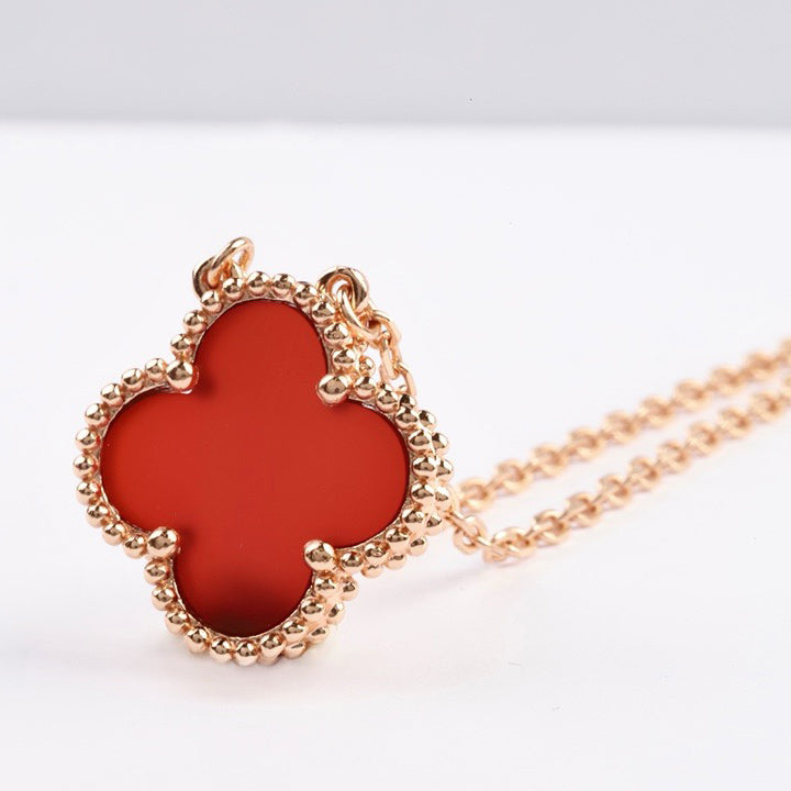 [TOPON]CLOVER 15MM CARNELIAN SINGLE FLOWER NECKLACE