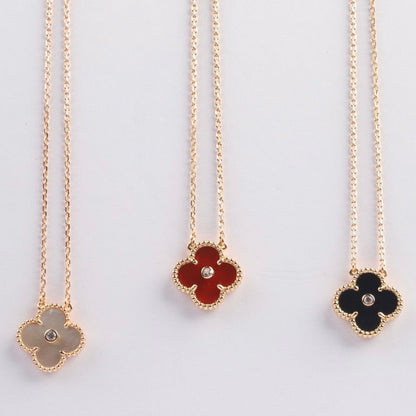 [TOPON]CLOVER 15MM DIAMOND CARNELIAN NECKLACE