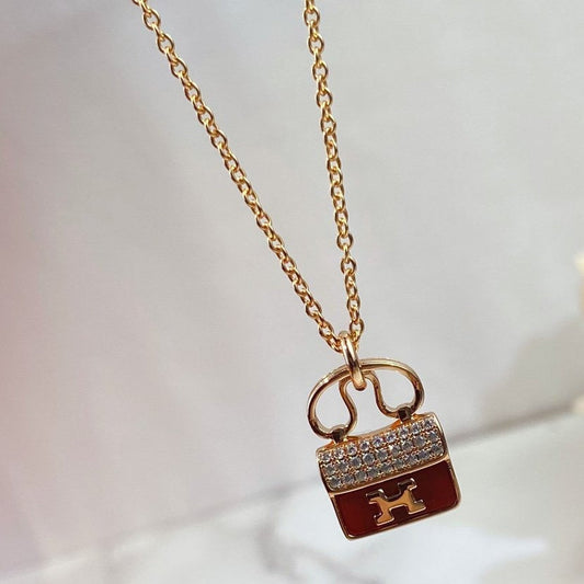 [TOPON]CONSTANCE RED PEDANT PINK GOLD NECKLACE