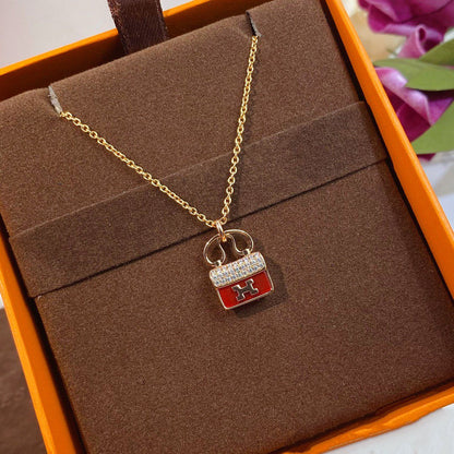 [TOPON]CONSTANCE RED PEDANT PINK GOLD NECKLACE