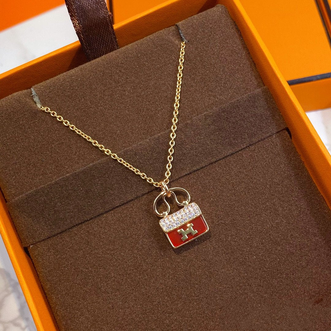 [TOPON]CONSTANCE RED PEDANT PINK GOLD NECKLACE