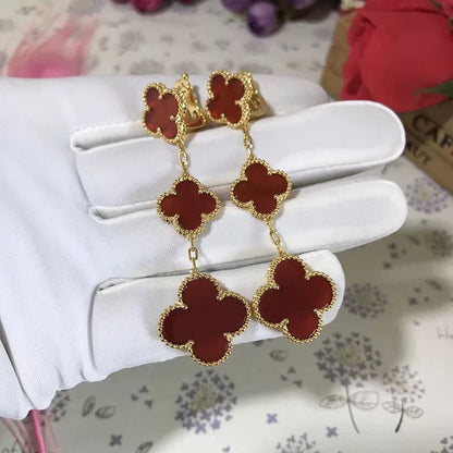 [TOPON]CLOVER 3 MOTIF CARNELIAN DROP EARRINGS