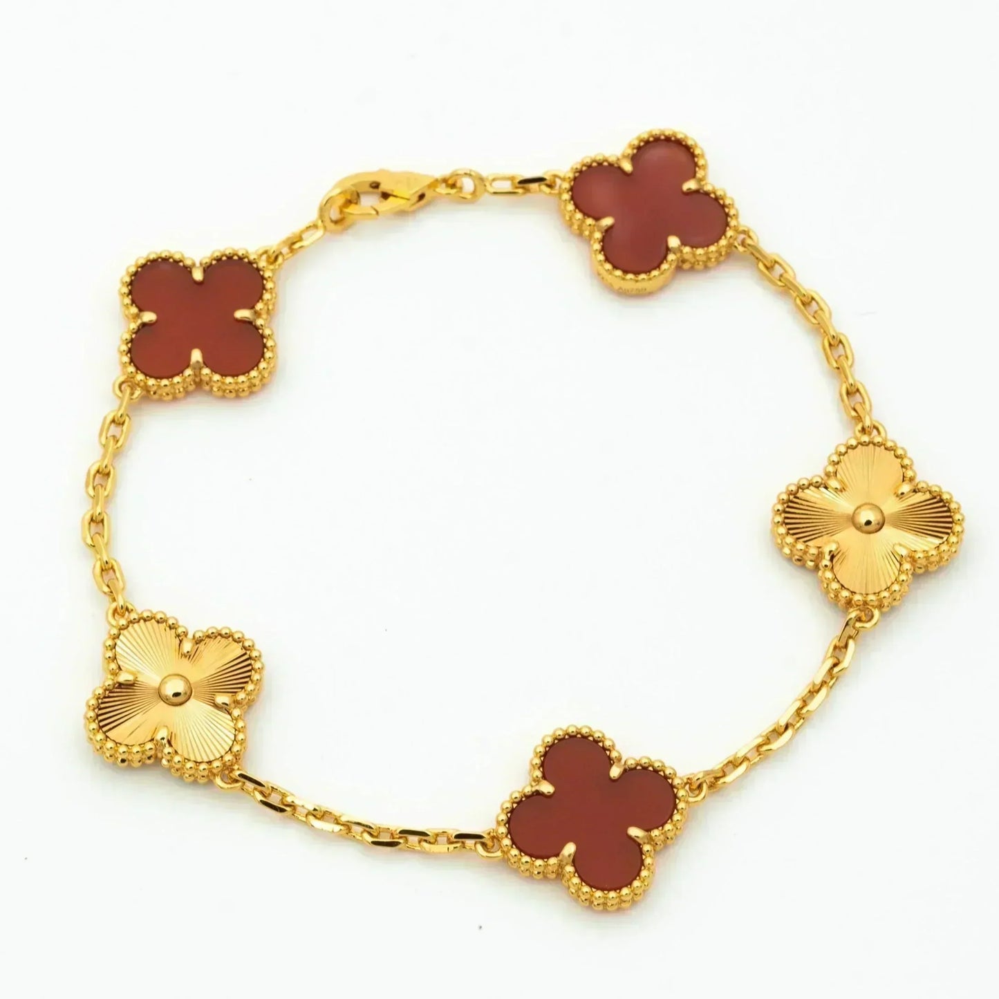 [TOPON]CLOVER  5 MOTIFS CARNELIAN GOLD BRACELET