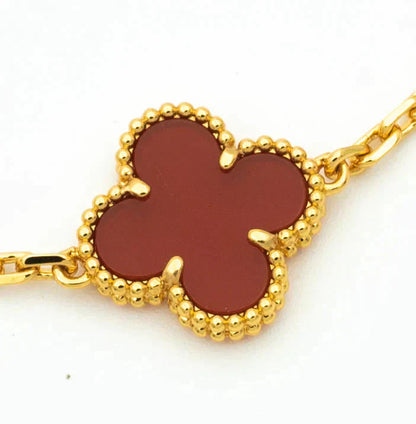 [TOPON]CLOVER  5 MOTIFS CARNELIAN GOLD BRACELET