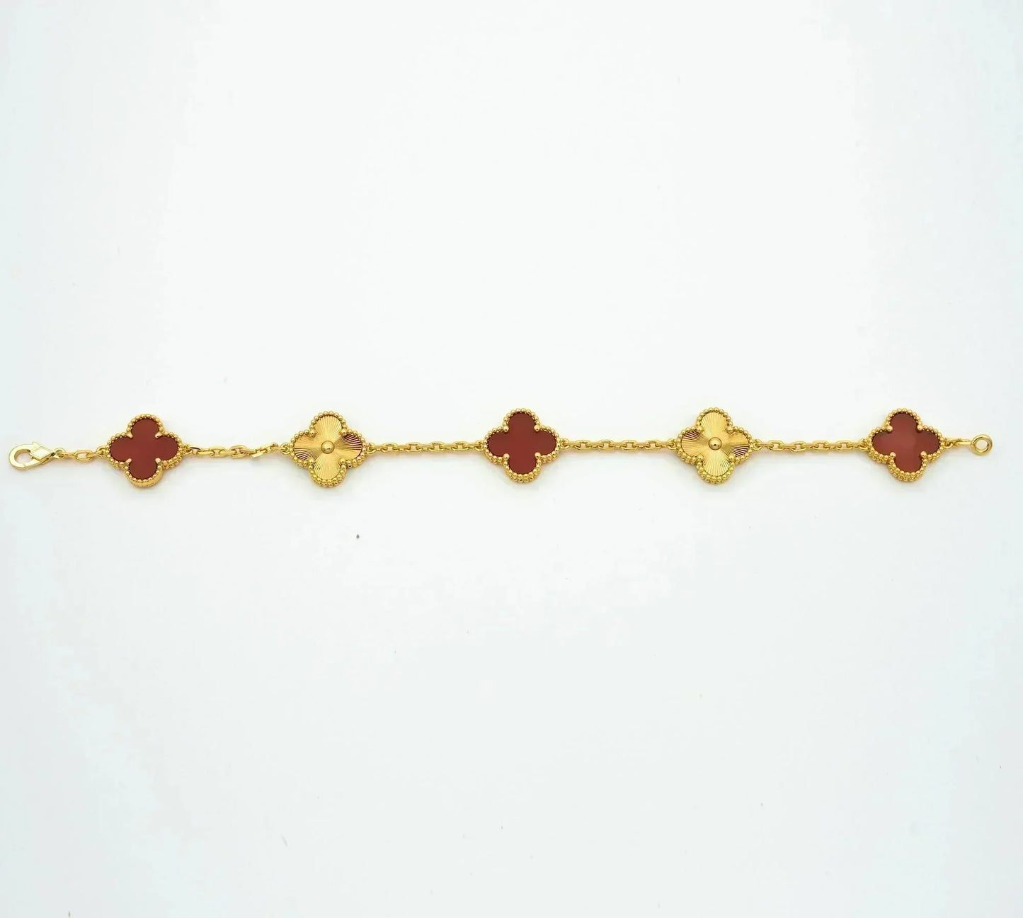 [TOPON]CLOVER  5 MOTIFS CARNELIAN GOLD BRACELET