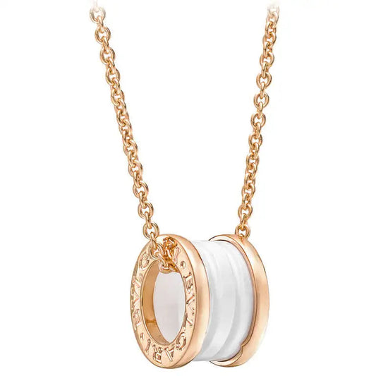 [TOPON]ZERO 1 WHITE CERAMIC PINK GOLD DIAMOND NECKLACE