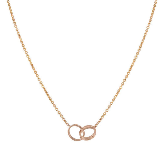 [TOPON]LOVE NECKLACE DOUBLE RING PINK GOLD